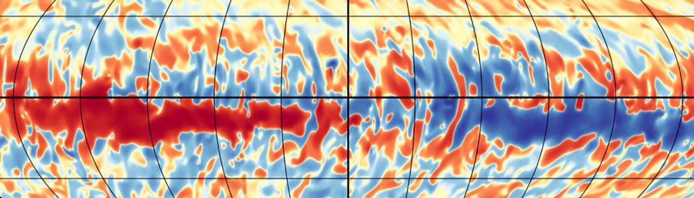 Graphic of the azimuthal magnetic field from a global dynamo simulation